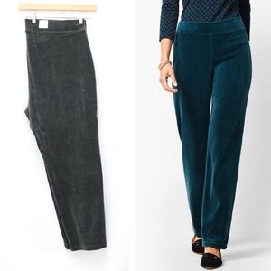 NWT Talbots Luxe Velour Grey Plus Size Pull-On Straight Leg Pants 3X velvet Y2K